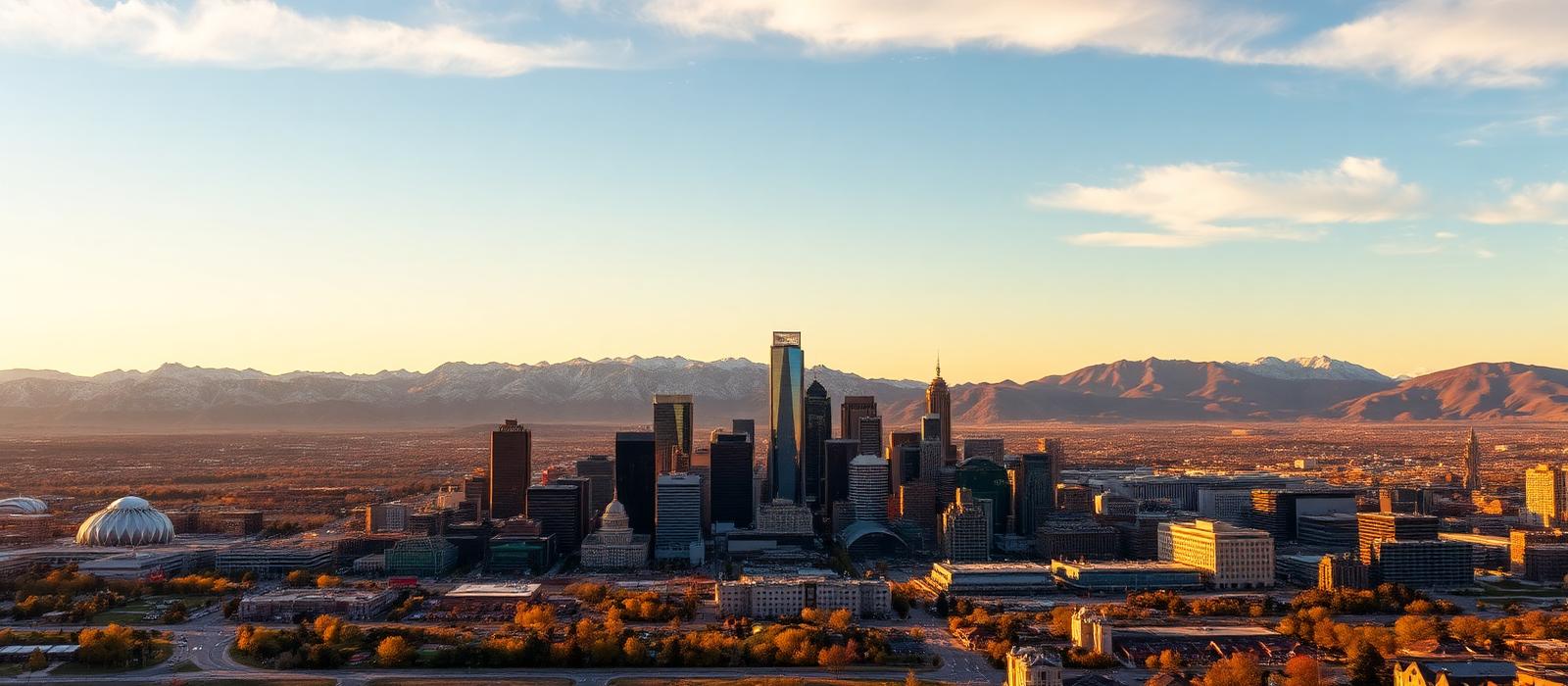 Denver skyline with the Rocky Mountains